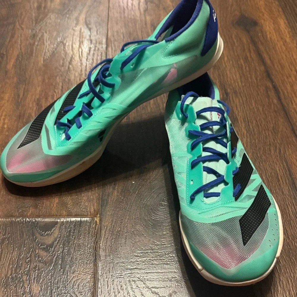 NWOT Adidas-Abizero Ambition - Men's Teal and Black Track Shoes - Size 11.5